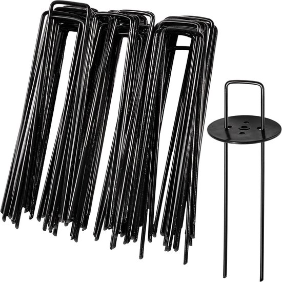 60 Stuks Grondankers Met Bufferschijven Voor Onkruidvlies - Verzinkte U Haringen 150x40 Mm