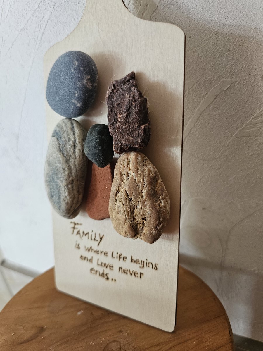 Prachtige unieke handgemaakte wand decoratie liefde valentijnsdag valentijn familie gezin 9x24cm model 3