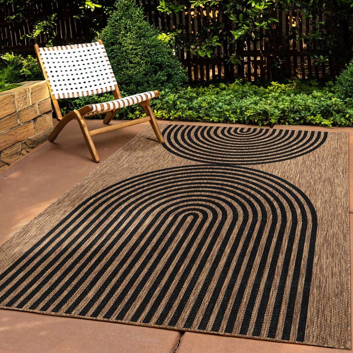 Jute buitenkleed - Serenity beige/zwart 80x150 cm