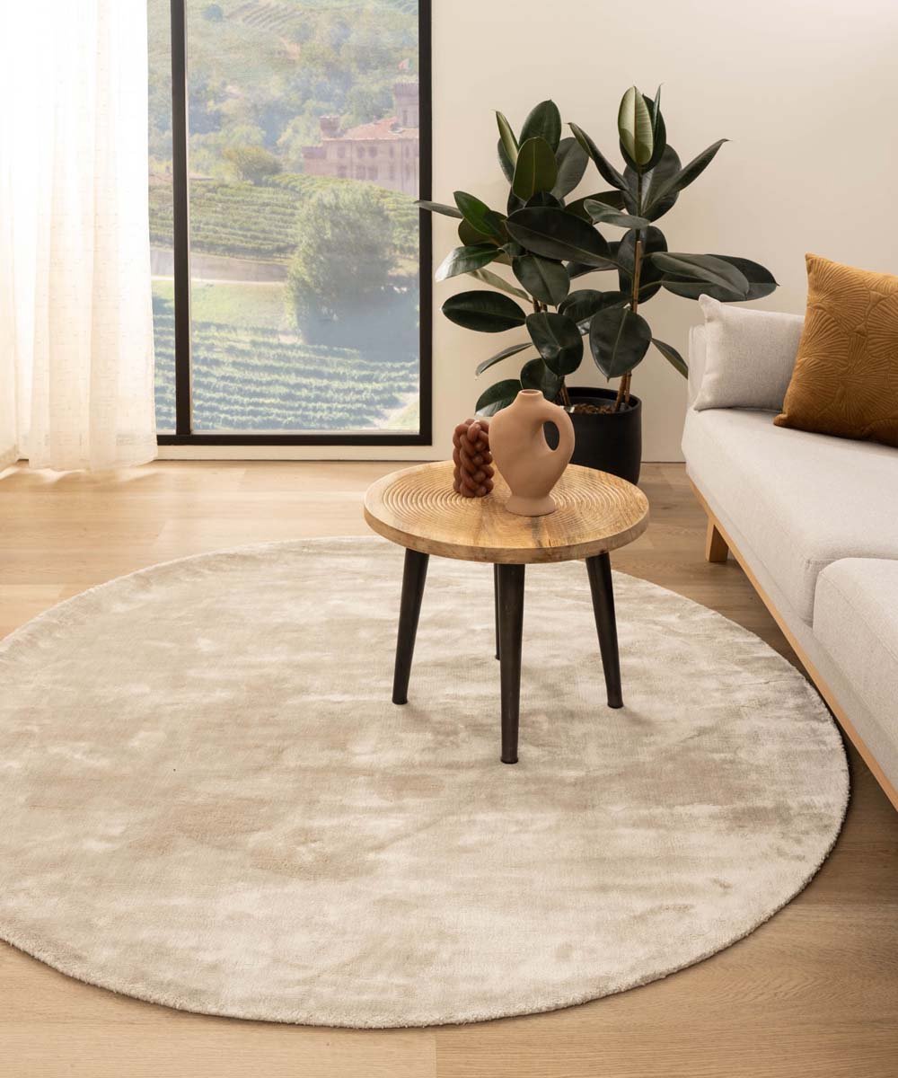 Viscose vloerkleed rond - Pearl ivoor 300