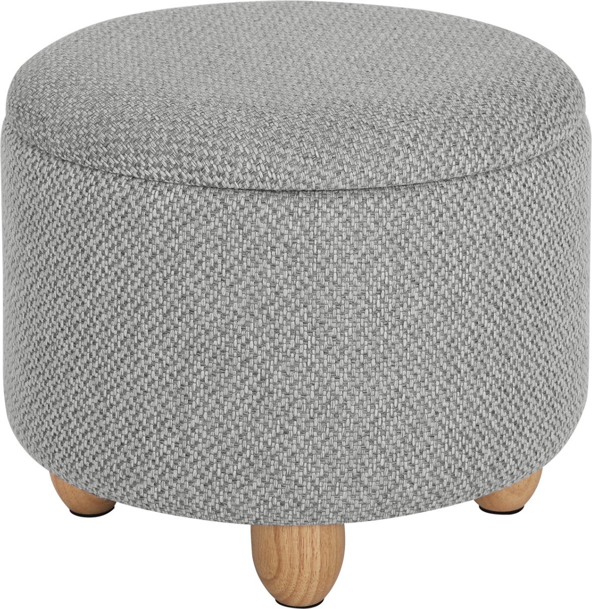 Bolt Edge Ronde Poef - Grijs - Stof - Met opbergruimte - 39x39x33cm