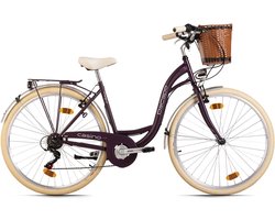 Dacapo Fiets DaCapo damesfiets 28'' Casino 6 versnellingen RH 48 cm met mand lila - 48 cm