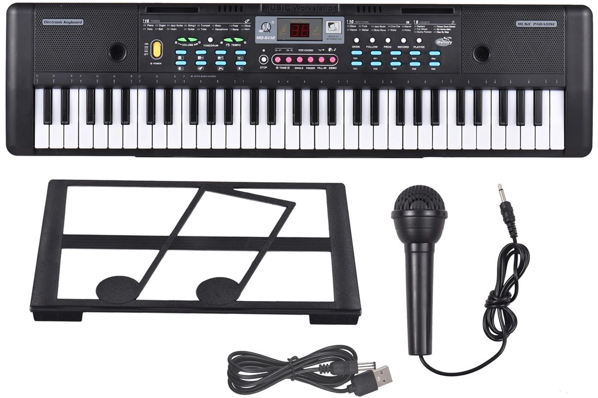 Piano - Stage Piano - 61 Toetsen - Elektrische Piano - Met Microfoon - LED Display - Ingebouwde Dubbele Stereoluidspreker - USB