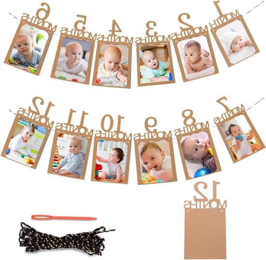 Romon Fotoslinger 1e Verjaardag - Banner Voor 1 Tot 12 Maanden Foto's