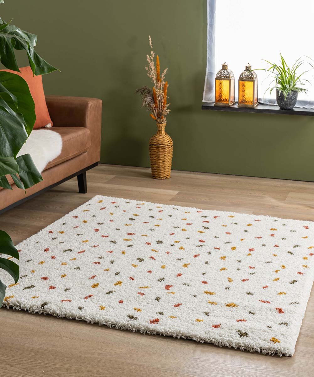 Vierkant vloerkleed stippen - Artisan wit/multi 280x280