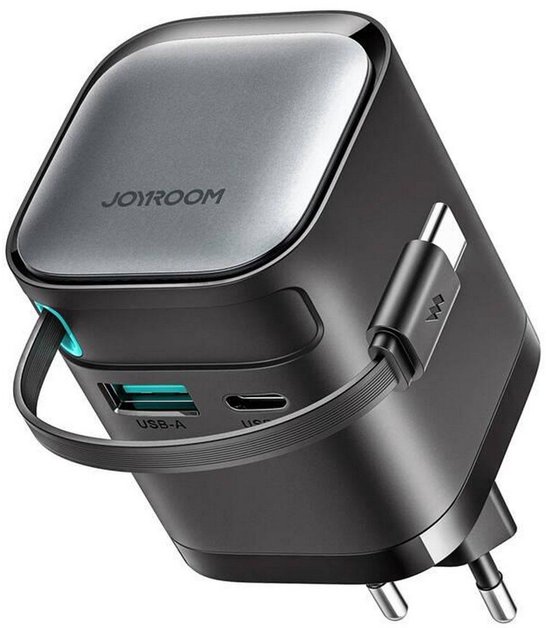Joyroom 3 in 1 Snellader - 65W Oplader met USB C Kabel - tot 70cm uittrekbaar Kabel