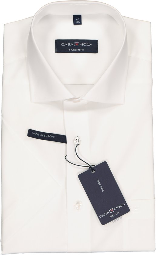 Casa Moda Chemise unie blanche à manches courtes Kent Modern Fit - 44