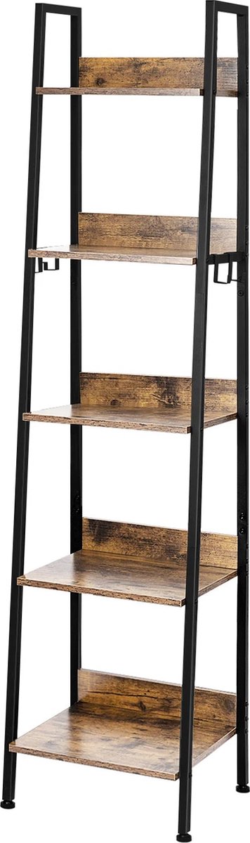 Boekenkasten - Boekenplank - Wandplank - Boekenrek - Keukenrek - Rekken - Opbergrek Organiser - 4 Haken 40x170x36cm - voor Woonkamer Keuken - Donkere Eik en Zwart