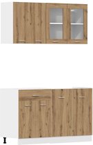 vidaXL - 4 pièces - Ensemble d'armoires de cuisine - fabriqué - bois - artisan - couleur chêne