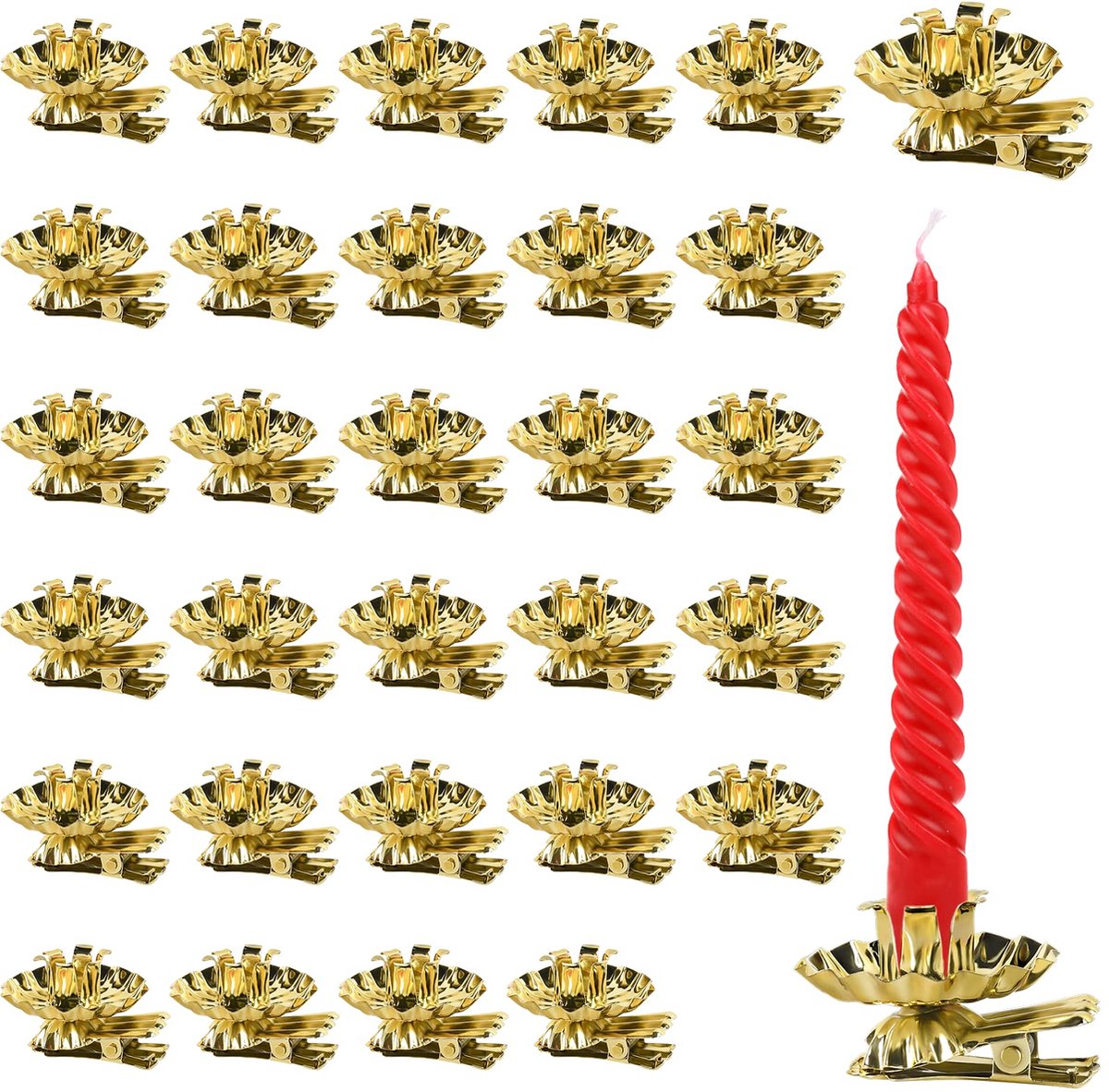 La'Moussawi ® Charmante Gouden Kerstboom Kaarsenhouders voor Feestelijke Decoratie met Vintage Stijl