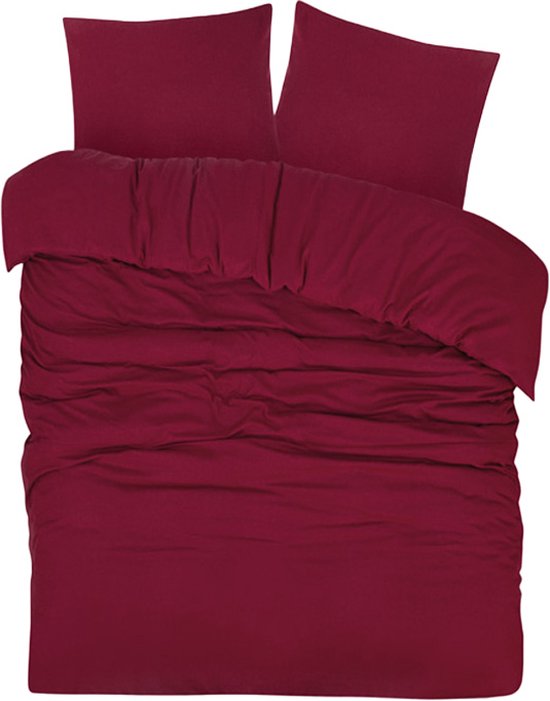 Housse de couette DoubleDry en flanelle - 140x200/220 cm simple - 100 % Katoen doux - Respirante et douce pour la peau - Certifiée OEKO-TEX et BSCI - Bordeaux