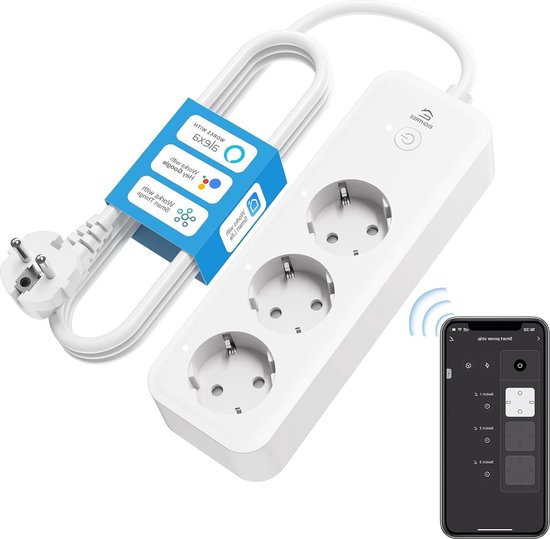 EIGHTREE Smart Plug met Stroomverbruikmeter, Compatibel met Alexa en Google Assistant, 2,4 GHz WiFi, Set van 2, 16A 3680W