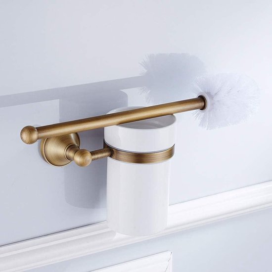Antieke Bronzen Badkameraccessoires Wandmontage Leikance WC-Bürstenhalter, Europäischer Stil, Antik-Bronze, Wandmontage Tiger Zwart