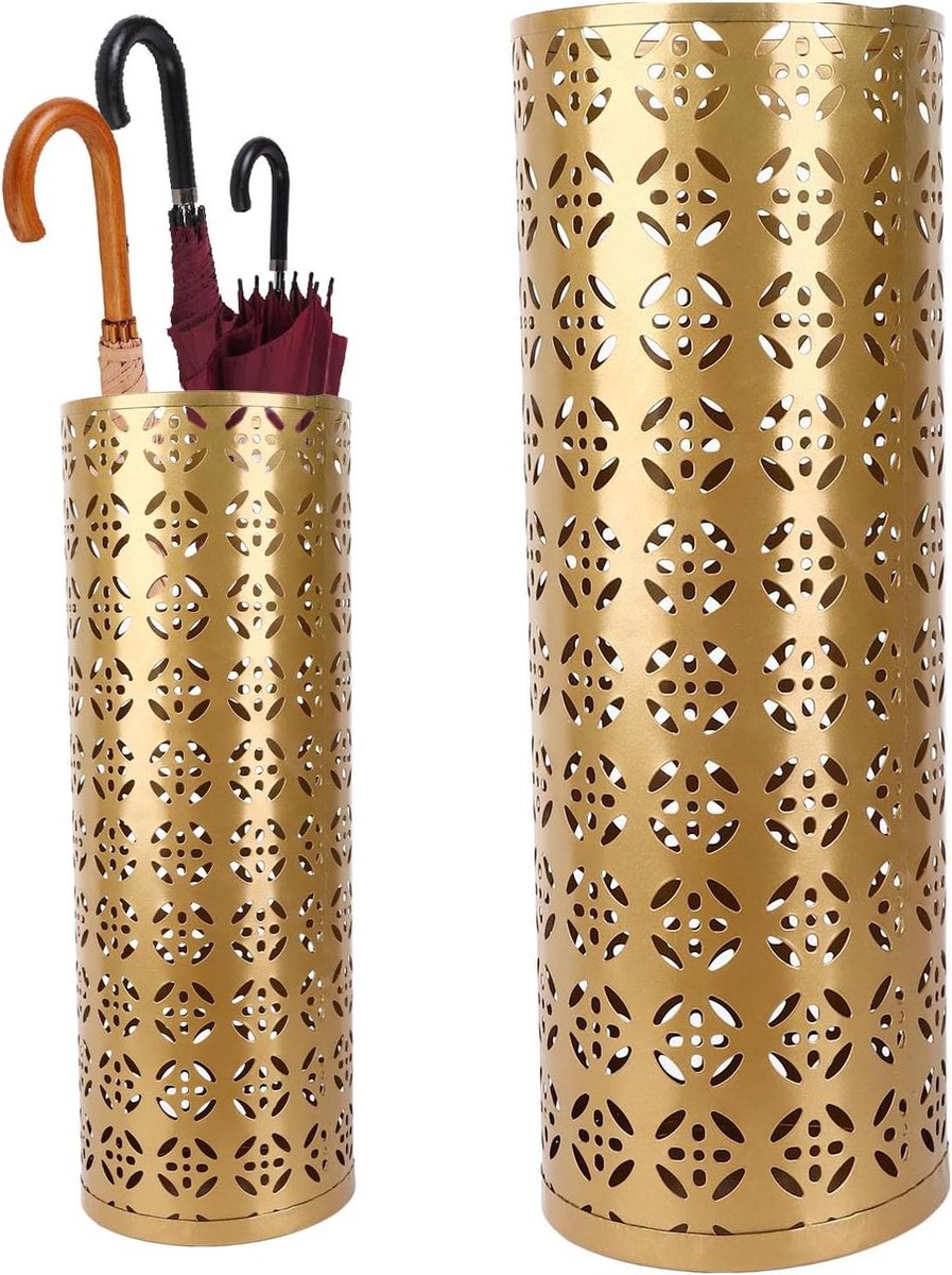 Porte Parapluie Poussette Porte-parapluie Rond En Métal, Conception Creuse, Savoir-faire Haut De Gamme, Conception Compacte, Utilitaire Multifonctionnel, Pour Entrée, Bureau (GOLD Porte Parapluie Blanc