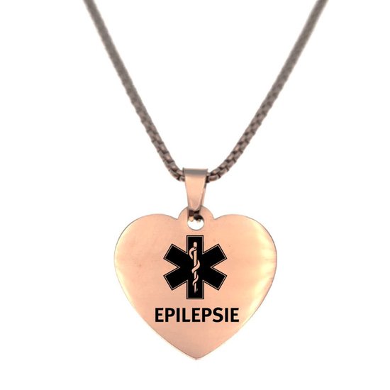 Ketting | Hart | RVS | Rosegoud | Epilepsie