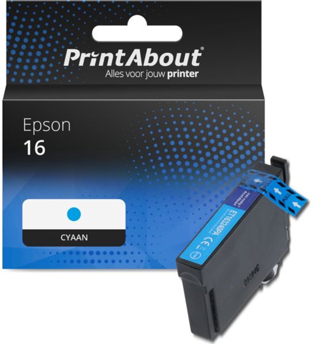 PrintAbout Huismerk Epson 16 (C13T16224012) Inktcartridge Cyaan