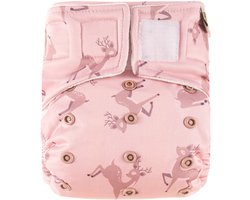 HappyBear | All In One wasbare luier - Oh Deer | One Size - 4kg t/m 15kg | Te gebruiken vanaf geboorte tot zindelijkheid | Dubbele lekgoten - minder kans op lekkages | Handige klittenbandsluiting
