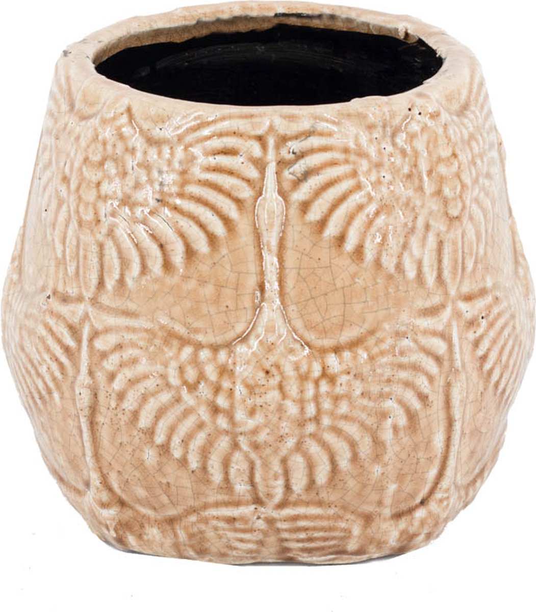 Homebound by Kolony HomeBound by KY | Aardewerk vaas kraanvogel medium | 21,5x21,5x19cm | bloemenvaas keramiek Roze
