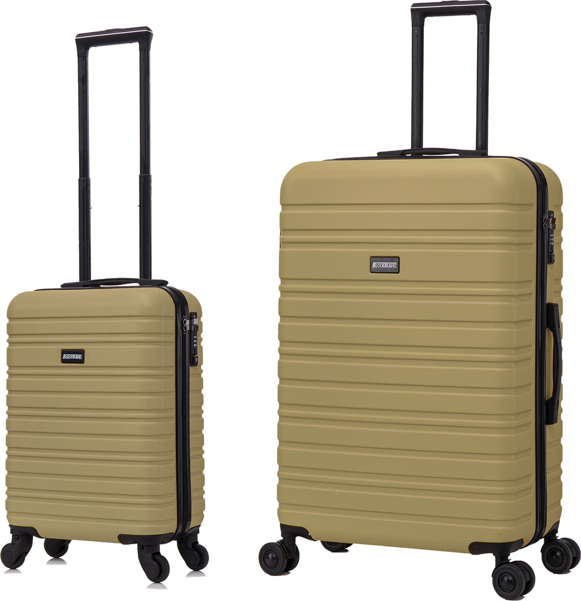 BlockTravel - kofferset - 2 delig - ABS - ruimbagage en handbagage - 29 en 95 liter - inbouw TSA slot - olijf groen