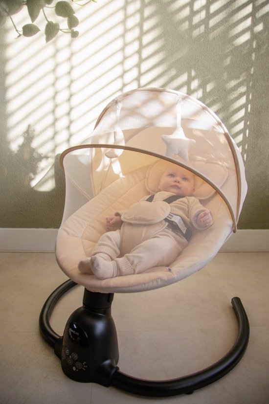 MamaLoes Noud - Elektrische Babyschommel - Baby Swing met Timer, Muziek, Bluetooth & Verstelbare Schommelsnelheid - Zwart van Mamaloes — afbeelding 4