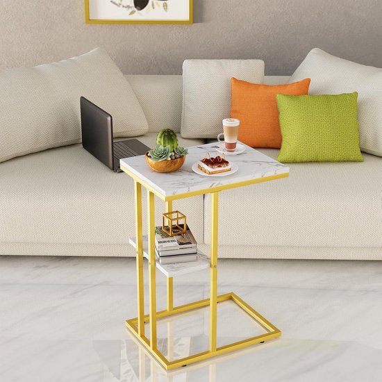 QWBDNMQP Mesa C-vormige bijzettafel kleine metalen salontafel woonkamer slaapkamer nachtkastje laptop tafel minimalistische afneembare bank eindtafel centro