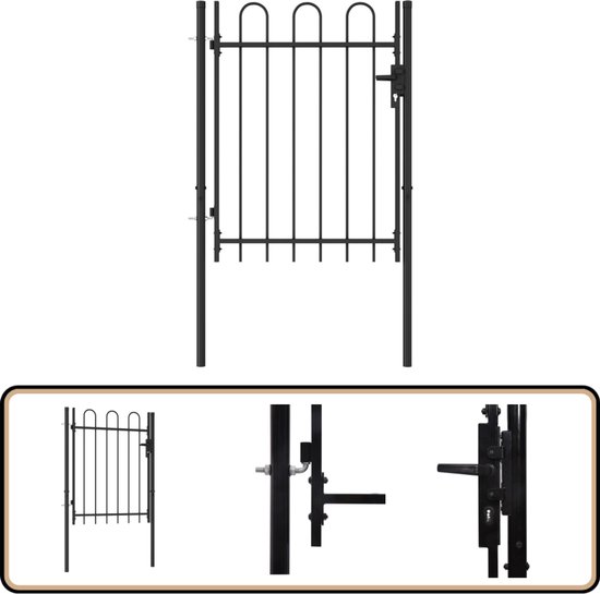 vidaXL Tuinpoort - Staal - 1 x 2 m - Zwart