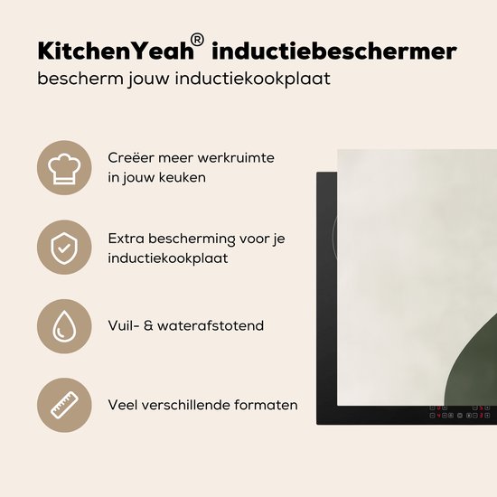 KitchenYeah® Protection plaque induction 83x52 cm - Japandi - Vert - Abstrait - Moderne - Protege plaque de cuisson - Couvre plaque induction - Protecteur d'induction - Cuisine