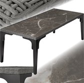 tectake® Wicker vierkante tafel - Tafelblad in marmerlook - Eettafel voor buitenkeuken - Tuintafel - Modern en weerbestendig - Tafelframe van aluminium en hout - Afmetingen (LxBxH) 196 x 87 x 76 cm - Grijs