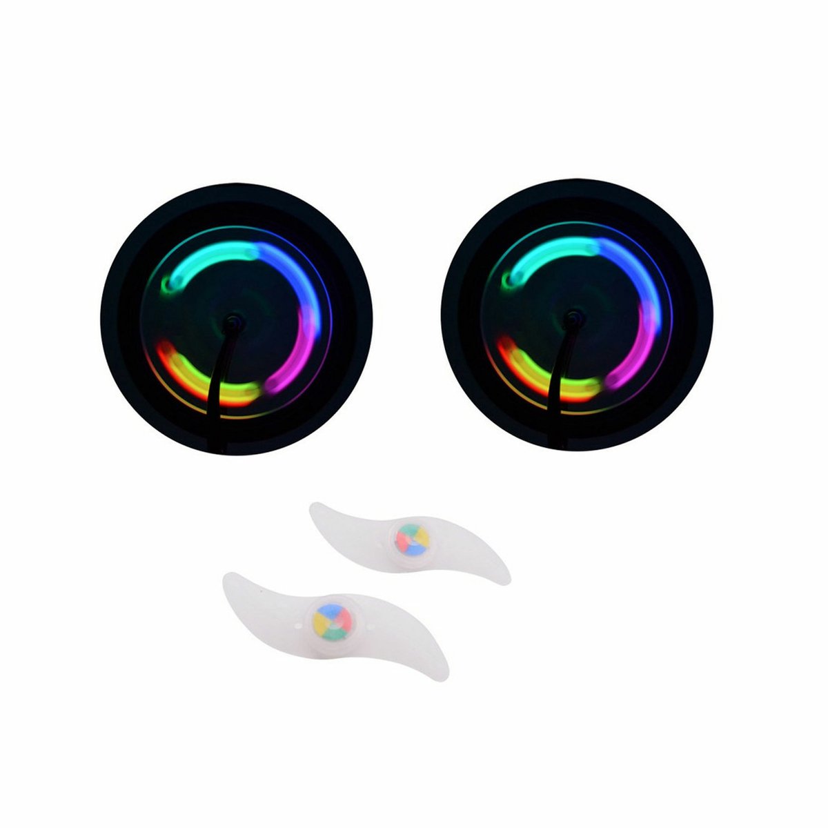 2x Spaakverlichting fiets wieldecoratie 12 cm multicolor - Fietsverlichting - Fietswiel verlichting - Veilig fietsen