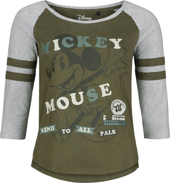 Mickey Mouse Kind To All Pals Dames Shirt met lange mouwen - groen/grijs - L
