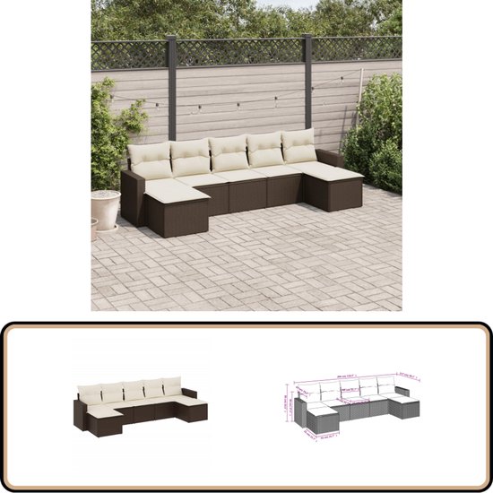 vidaXL-7-delige-Loungeset-met-kussens-poly-rattan-bruin
