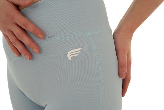 Dames Sportlegging – High Waist & Peach Buttocks Effect – Versa Flared Legging Squatproof & Shaping – Geribbelde Stof – Yoga, Fitness & Casual – DM Training (lichtblauw) van DM Training — afbeelding 5