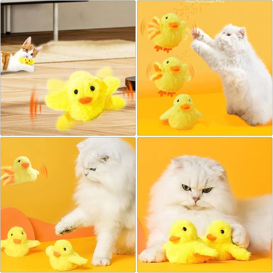 PKKP Kattenspeelgoed, vogel, fladderen, interactief kattenspeelgoed, zelfbezigheid, oplaadbaar kattenspeelgoed, vogel met 3 modi en vleugels, flapping bird cat speelgoed (A