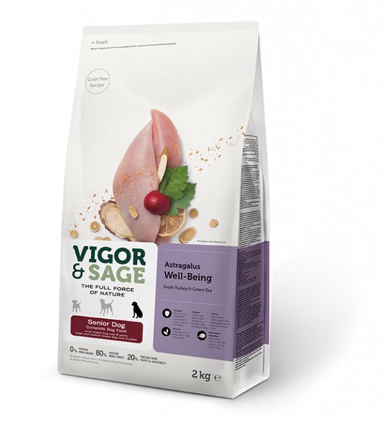 Vigor & Sage Hondenvoer Senior Well-Being Astragalus 2 kg