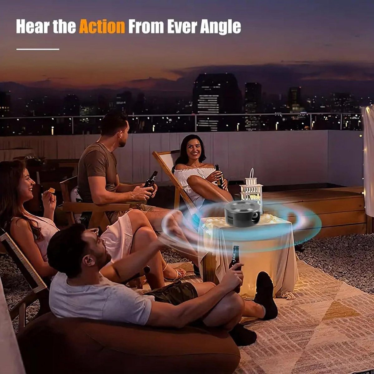 Draagbare LED-miniprojector – 1080p, Ingebouwde Luidspreker, Same-screen Functie, Oogbescherming, Voor IOS/Android