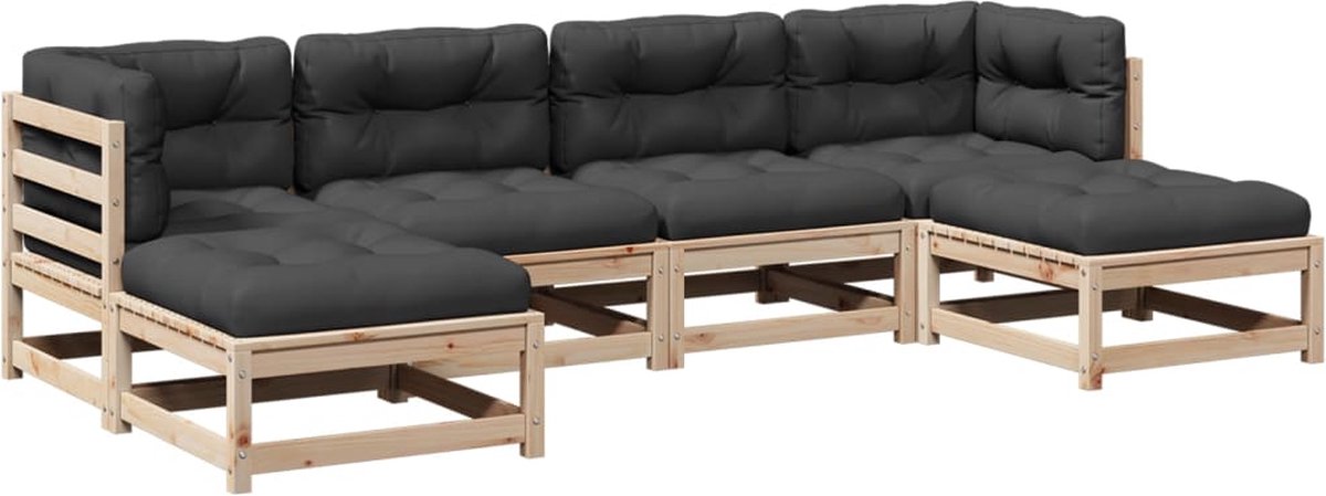 The Living Store 6-delige Loungeset met kussens massief grenenhout - Loungeset - Tuinset - Buitendiner - Houten Lounge - Grenenhouten Meubel The Living Store 6-delige Loungeset met kussens massief grenenhout - Loungeset - Tuinset - Buitendiner - Houten Lounge - Grenenhouten Meubel - Afbeelding 1