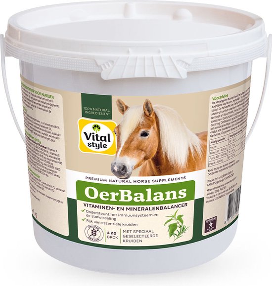 VITALstyle Oerbalans - Paarden Supplement - Brok - Dé Vitaminen- En Mineralenbalancer Met De Kracht Van De Natuur - Met o.a. Brandnetel & Mariadistel - 4 kg VITALstyle Oerbalans - Paarden Supplement - Brok - Dé Vitaminen- En Mineralenbalancer Met De Kracht Van De Natuur - Met o.a. Brandnetel & Mariadistel - 4 kg