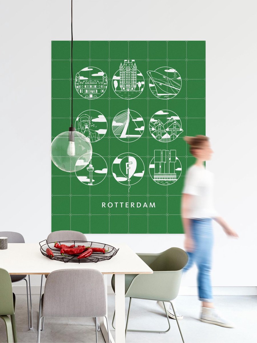 IXXI Rotterdam Icons - Mono, Art Studio Jet & Kunst in Kaart - 80 x 100 cm - Gratis ophangtool - Grote wanddecoratie en posters - Illustraties