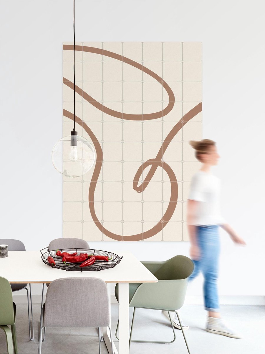 IXXI Abstract Lines Mocha 3, Various - 80 x 100 cm - Gratis ophangtool - Grote wanddecoratie en posters - Abstract, Illustraties, Minimalisme