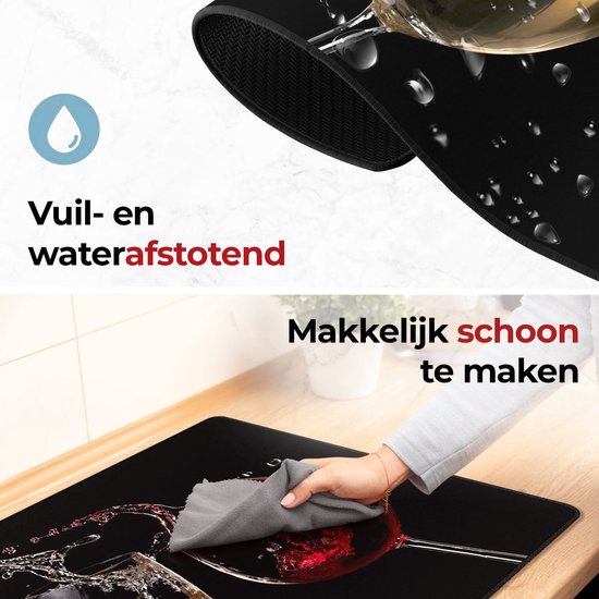 KitchyMist Inductie Beschermer 60x52 cm - Wijn - Kookplaat Beschermer - Afdekplaat voor Kookplaat - Inductie Mat - Spatscherm Achterwand Keuken