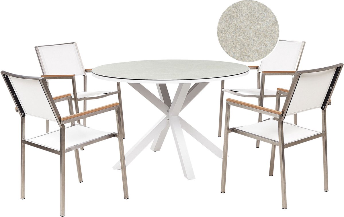 Witte aluminium tuinset met 4 zitplaatsen - MALETTO/GROSSETO - Beliani