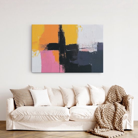 Saammp Canvas Schilderij - Gekleurde vormen - Abstract - 30x20 - Foto op canvas - Wanddecoratie - Muurdecoratie Woonkamer - Slaapkamer decoratie - Canvas Print