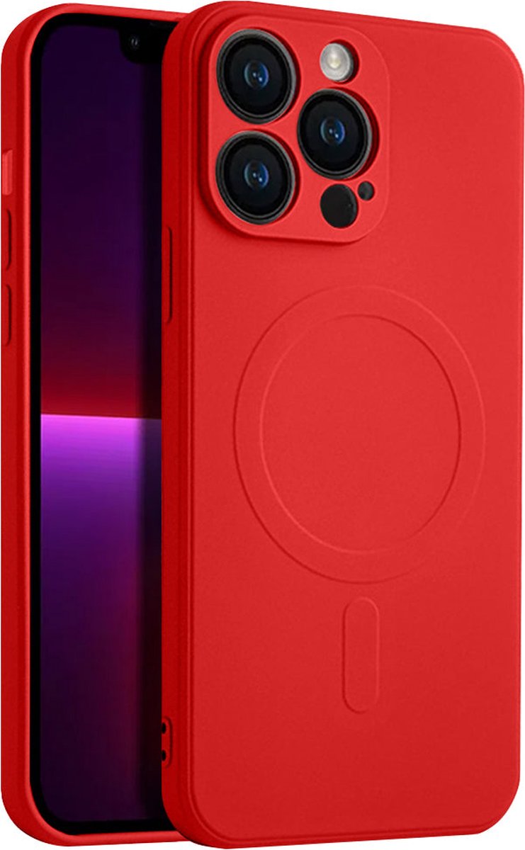 Casify Siliconen Hoesje geschikt voor MagSafe iPhone 13 Pro Hoesje - Rood