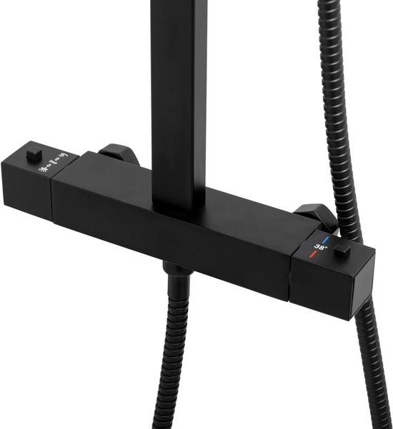 Viking Choice Doucheset Zwart met Regendouche 25cm & Thermostaatkraan - Energiebesparend