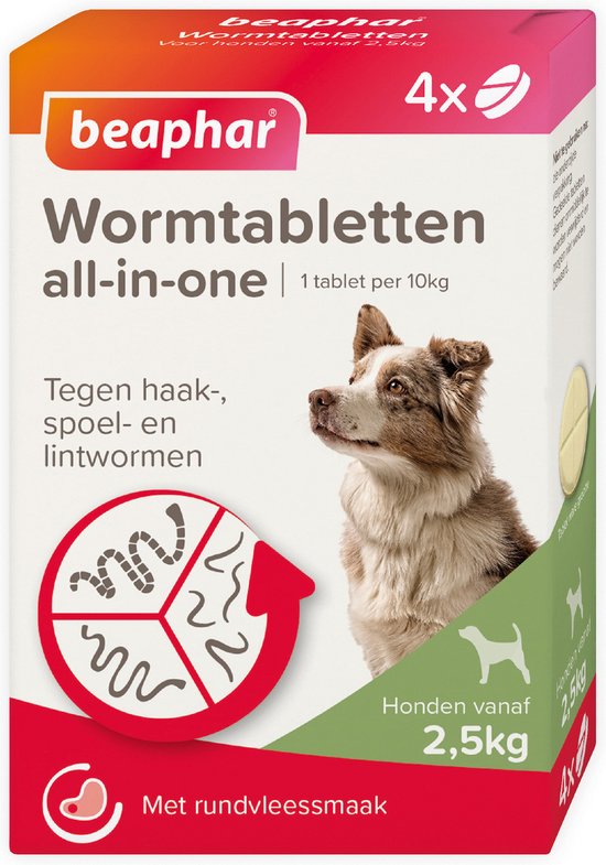 Beaphar All In One Ontwormingsmiddel - Hond 2.5-40 kg - 4 Tabletten