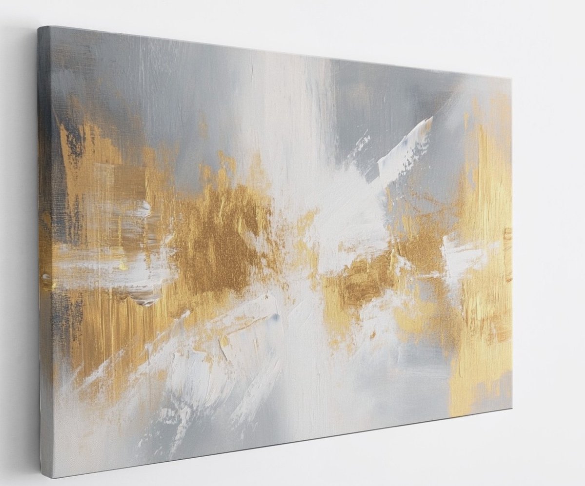 Saammp Canvas Schilderij - zwart goude kunst - Abstract kunstwerk - 50x40 - Foto op canvas - Wanddecoratie - Muurdecoratie Woonkamer - Slaapkamer decoratie - Canvas Print Multicolor
