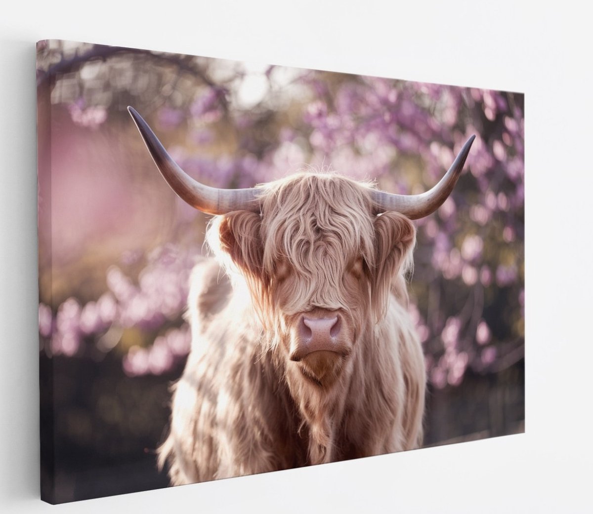 Saammp Canvas Schilderij - Schotse Hooglander Koeien met bevroren Hoorns - Winter - Landschap - Dieren - Natuur - 90x60 - Foto op canvas - Wanddecoratie - muurdecoratie Woonkamer - Slaapkamer decoratie - Canvas Print Multicolor