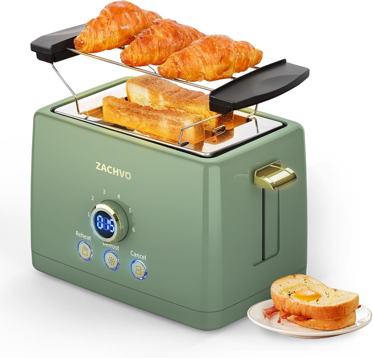 Broodrooster voor 2 Sneetjes met 6 Bruiningsniveaus en Opwarmfunctie