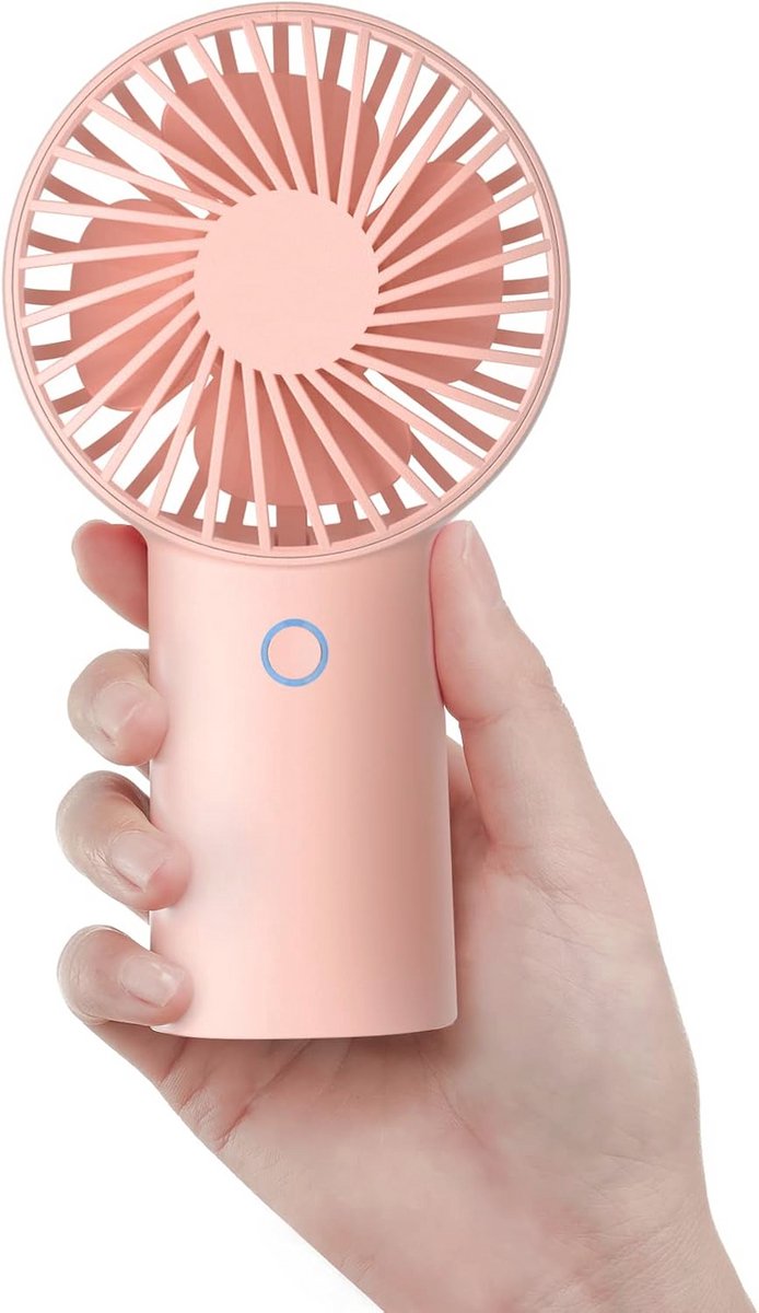 Draagbare Mini Ventilator met Lange Batterijduur, USB Oplaadbaar, 3 Snelheden en Hand/Desktop Functie, Perfect voor Reizen en Makeup