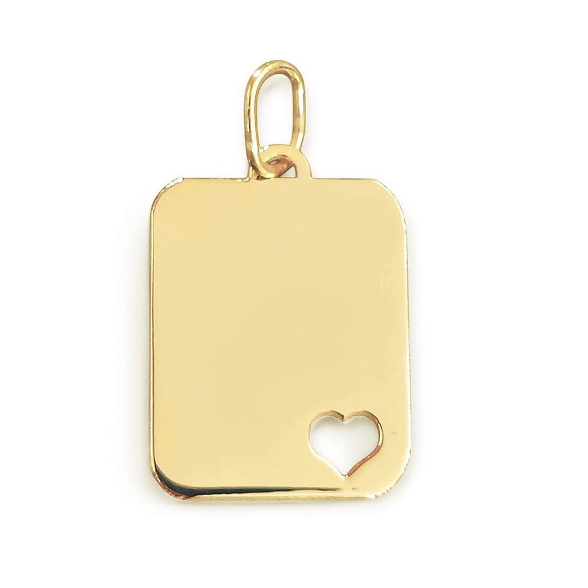 Gouden Graveer Hanger Hartje Rechthoek 20 mm 13 mm 14 karaats